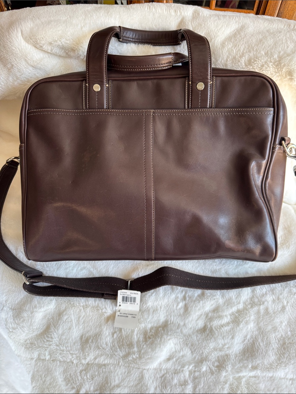 Coach Mahogany Brown Leather Briefcase with Shoulder Strap and Silver Accents 🤎 - Picture 2 of 16